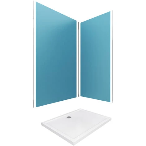 Paneles Pared Azul - Aluminio 120+90X120 C/ Perfiles Cromados + Plato Ducha 90X120CM - WHITENESS 2 5 Paneles Pared Azul - Aluminio 120+90X120 C/ Perfiles Cromados + Plato Ducha 90X120CM - WHITENESS 2 - Imagen 3