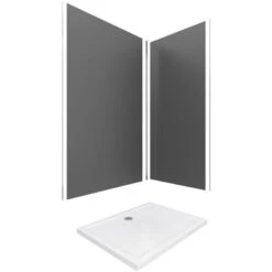 PACK PANELES PARED GRIS EN ALUMINIO CON PERFIL EN ESQUINA Y ACABADO CROMADO + PLATO DUCHA- 90X120CM - WALL `IT GRIS 90X120 + WHITENEES II 120 -Hogar Baño Tienda 23168834 3