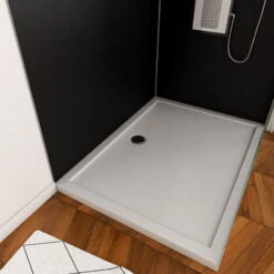 PACK PANELES PARED NEGRO EN ALUMINIO CON PERFIL EN ESQUINA Y ACABADO CROMADO + PLATO DUCHA - 90X120CM - WALL `IT GRIS 90X120 + WHITENEES II 120 -Hogar Baño Tienda 23168852 2