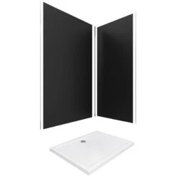PACK PANELES PARED NEGRO EN ALUMINIO CON PERFIL EN ESQUINA Y ACABADO CROMADO + PLATO DUCHA - 90X120CM - WALL `IT GRIS 90X120 + WHITENEES II 120 -Hogar Baño Tienda 23168852 3