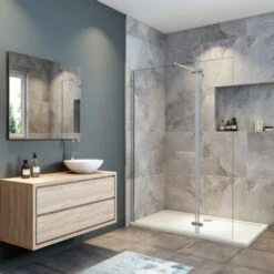 Mampara De Ducha 8mm Frontal Panal Fijo 80 Cm Con Panel Abatible De 40 CM Y Barra De Soporte Extensible 70-120cm Vidrio Antical De 8 Mm, 80x40x200 CM -Hogar Baño Tienda 23634513 2