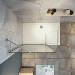 Mampara De Ducha 8mm Frontal Panal Fijo 80 Cm Con Panel Abatible De 40 CM Y Barra De Soporte Extensible 70-120cm Vidrio Antical De 8 Mm, 80x40x200 CM -Hogar Baño Tienda 23634513 3