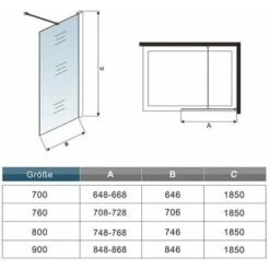 Mampara Walk-in, Mampara De Ducha Fija De 65x185cm,Vidrio Templado De 6mm Tratamiento Antical/Easyclean -Hogar Baño Tienda 24074895 5