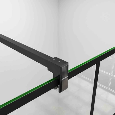 80x200cm Mamparas De Ducha Pantalla Panel Fijo Estilo Industrial Negro Mate Con Cuadrados Cristal Antical 8mm Con Barra 90cm 6 80x200cm Mamparas De Ducha Pantalla Panel Fijo Estilo Industrial Negro Mate Con Cuadrados Cristal Antical 8mm Con Barra 90cm - Imagen 4