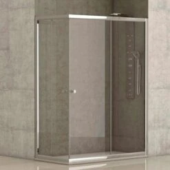 Mampara Catania Angular 2 Hojas Fijas + 2 Hojas Correderas, Vidrio De 4 Mm 70x120 Cm