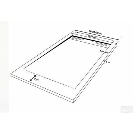 PLATO DE DUCHA DE RESINA CON MARCOS LATERALES TEXTURA PIZARRA BLANCO, VÁLVULA INCLUIDA 70X090 Ral 9003 4 PLATO DE DUCHA DE RESINA CON MARCOS LATERALES TEXTURA PIZARRA BLANCO, VÁLVULA INCLUIDA 70X090 Ral 9003 - Imagen 2