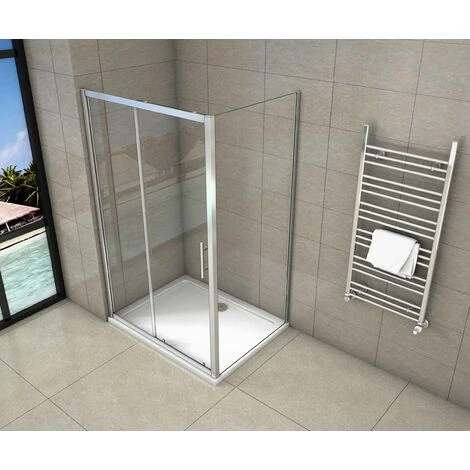 Mampara De Ducha Rectangular Puerta Corredera Con Panel Lateral Cristal Templado 5 MM 100x70x185cm 4 Mampara De Ducha Rectangular Puerta Corredera Con Panel Lateral Cristal Templado 5 MM 100x70x185cm - Imagen 2