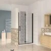 Mampara Ducha Frontal Baño Dos Puerta Plegable Con Perfil Negro Mate ,estilo Industrial, 5 Mm Cristal Templado, Easyclean,70x190cm -Hogar Baño Tienda 27059329 1