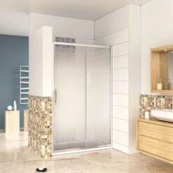 MAMPARA DE DUCHA DE PUERTA CORREDERA VIDRIO 6MM , Frontal CRISTAL TEMPLADO CON GRADIENTE SERIGRAfía,120x190cm