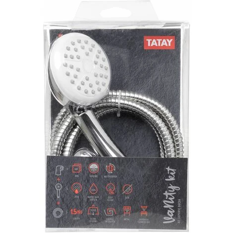 TATAY Kit Ducha 1 Funcion, Cromada, Incluye Soporte Y Flexo Metal De 1,5 M 4 TATAY Kit Ducha 1 Funcion, Cromada, Incluye Soporte Y Flexo Metal De 1,5 M - Imagen 2