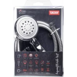TATAY Kit Soporte Ducha De 4 Funciones, Cromada, Con Sistema De Ahorro De Agua Y Sistema Anti-cal, Con Soporte Multiposicion Y Flexo Metal De 1,5 M -Hogar Baño Tienda 27214846 3