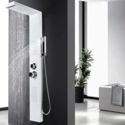 Panel De Ducha De Acero Inoxidable,5 En 1 Columna Hidromasaje,Cabeza De Ducha, Ducha De Mano Y Chorros De Masaje (blanco),15*47*130cm 8 Panel De Ducha De Acero Inoxidable,5 En 1 Columna Hidromasaje,Cabeza De Ducha, Ducha De Mano Y Chorros De Masaje (blanco),15*47*130cm -Hogar Baño Tienda 28055667 2