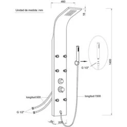 Columna De Hidromasaje De Aluminio Negro A-92 -Hogar Baño Tienda 2810894 5
