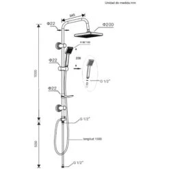 Set De Ducha RY-S002 En Acero Inoxidable Sin Grifo -Hogar Baño Tienda 2810999 5