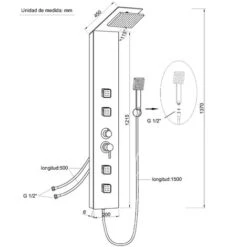 Columna De Hidromasaje Para Ducha Modelo Jaen En Cristal Efecto Madera -Hogar Baño Tienda 2811078 5