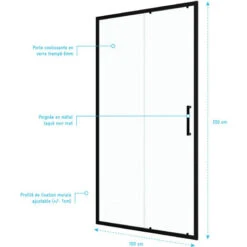 Mampara De Ducha 1 Puerta Corredera 100x200 Cm - Cristal Transparente - Perfil Negro - CRUSH -Hogar Baño Tienda 28263728 4