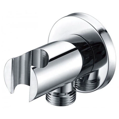 Soporte De Mango De Ducha De Mano Con Toma De Agua, Para Pared. Forma Redonda Con Acabado En Cromo Brillo. Fabricado En Latón 3 Soporte De Mango De Ducha De Mano Con Toma De Agua, Para Pared. Forma Redonda Con Acabado En Cromo Brillo. Fabricado En Latón