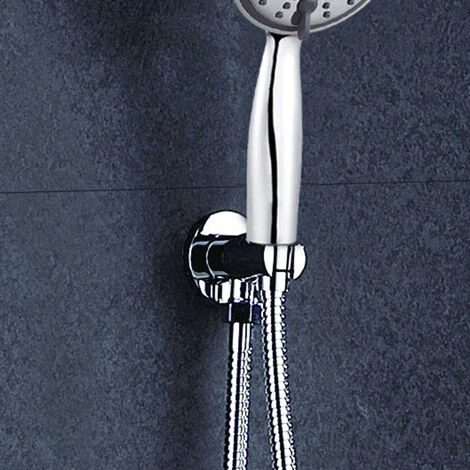 Soporte De Mango De Ducha De Mano Con Toma De Agua, Para Pared. Forma Redonda Con Acabado En Cromo Brillo. Fabricado En Latón 4 Soporte De Mango De Ducha De Mano Con Toma De Agua, Para Pared. Forma Redonda Con Acabado En Cromo Brillo. Fabricado En Latón - Imagen 2