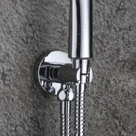 Soporte De Mango De Ducha De Mano Con Toma De Agua, Para Pared. Forma Redonda Con Acabado En Cromo Brillo. Fabricado En Latón 7 Soporte De Mango De Ducha De Mano Con Toma De Agua, Para Pared. Forma Redonda Con Acabado En Cromo Brillo. Fabricado En Latón - Imagen 5