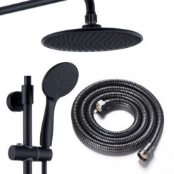 Columna De Ducha Termostático Negro Mate Redonda. Tubo Regulable En Altura De 83 A 120 Cm. -Hogar Baño Tienda 28699430 3