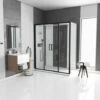 CABINA DUCHA RECTANGULAR 170x90CM BIANCA CON PERFILERIA DE ALUMINIO NEGRO MATE - INFINITY LOW