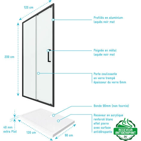 PACK MAMPARA + PLATO DUCHA - 120X90 CORREDERA - CRUSH MOON 120X90 6 PACK MAMPARA + PLATO DUCHA - 120X90 CORREDERA - CRUSH MOON 120X90 - Imagen 4