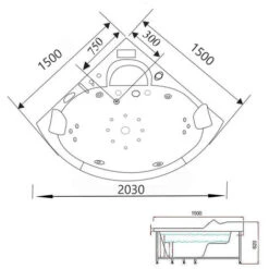 SIMBA Esquina Bañera De Hidromasaje Modelo TENERIFE 150 X 150 Cm -Hogar Baño Tienda 3430953 5