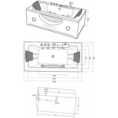 SIMBA BAÑERA HIDROMASAJE CROMOTERAPIA Modelo "HYPNOTIC" 180 X 90 Cm 7 SIMBA BAÑERA HIDROMASAJE CROMOTERAPIA Modelo "HYPNOTIC" 180 X 90 Cm - Imagen 5