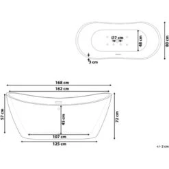 Bañera De Hidromasaje Independiente De Acrílico Blanco LED 168 Cm Moderno Jets De Masaje Spa Antigua -Hogar Baño Tienda 36391179 3