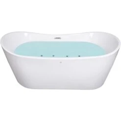 Bañera De Hidromasaje Independiente De Acrílico Blanco LED 168 Cm Moderno Jets De Masaje Spa Antigua -Hogar Baño Tienda 36391179 4