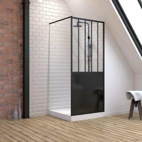 Pack Mampara De Ducha 90x200 Negro Mate + Plato Sobre Encimera Efecto Piedra Blanca 90x90 - Antideslizante 3 Pack Mampara De Ducha 90x200 Negro Mate + Plato Sobre Encimera Efecto Piedra Blanca 90x90 - Antideslizante