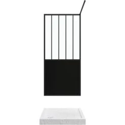 Pack Mampara De Ducha 90x200 Negro Mate + Plato Sobre Encimera Efecto Piedra Blanca 90x90 - Antideslizante 8 Pack Mampara De Ducha 90x200 Negro Mate + Plato Sobre Encimera Efecto Piedra Blanca 90x90 - Antideslizante -Hogar Baño Tienda 36424138 3