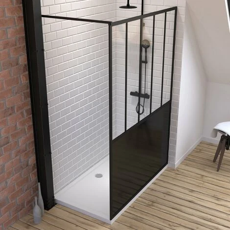Pack Mampara De Ducha 140x200 Cm Negro Mate - Vidrio Templado 5mm + BANDEJA DE ESCRITORIO RECTANGULAR - 140x80cm 5 Pack Mampara De Ducha 140x200 Cm Negro Mate - Vidrio Templado 5mm + BANDEJA DE ESCRITORIO RECTANGULAR - 140x80cm - Imagen 3