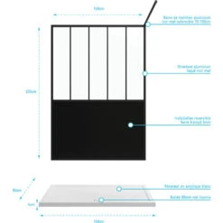 Pack Mampara De Ducha 140x200 Cm Negro Mate - Vidrio Templado 5mm + BANDEJA DE ESCRITORIO RECTANGULAR - 140x80cm 9 Pack Mampara De Ducha 140x200 Cm Negro Mate - Vidrio Templado 5mm + BANDEJA DE ESCRITORIO RECTANGULAR - 140x80cm -Hogar Baño Tienda 36424140 4