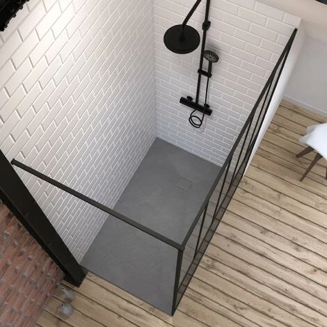 Pack Mampara De Ducha 90x200 Cm Negro Mate + PLATO DE DUCHA A CONTAR EN RESINA SMC 4 Pack Mampara De Ducha 90x200 Cm Negro Mate + PLATO DE DUCHA A CONTAR EN RESINA SMC - Imagen 2