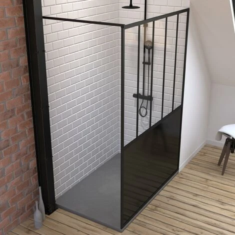 Pack Mampara De Ducha 90x200 Cm Negro Mate + PLATO DE DUCHA A CONTAR EN RESINA SMC 5 Pack Mampara De Ducha 90x200 Cm Negro Mate + PLATO DE DUCHA A CONTAR EN RESINA SMC - Imagen 3