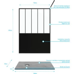 Pack Mampara De Ducha 140x200 Cm Negro Mate + Plato De Ducha Alicatado 140x90 Cm -Hogar Baño Tienda 36424146 4