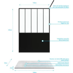 Pack Mampara De Ducha 90x200 Cm Negro Mate + Plato De Superficie Compuesto SMC 90x140 Cm -Hogar Baño Tienda 36424150 4