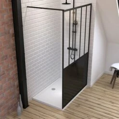 Pack Mampara De Ducha 120x200 Cm Negro Mate - Vidrio Templado 5mm + BANDEJA DE ESCRITORIO RECTANGULAR 120x80 -Hogar Baño Tienda 36424156 3