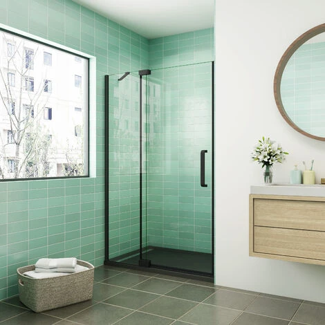 Mampara De Ducha Abatible,80x195cm,frontal 2 Hojas Con Antical,perfilería Negra Mate,estilo Industrial,Cristal Templado De 8 Mm,incluye Barra De Soporte 30 Cm 3 Mampara De Ducha Abatible,80x195cm,frontal 2 Hojas Con Antical,perfilería Negra Mate,estilo Industrial,Cristal Templado De 8 Mm,incluye Barra De Soporte 30 Cm