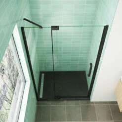 Mampara De Ducha Abatible,80x195cm,frontal 2 Hojas Con Antical,perfilería Negra Mate,estilo Industrial,Cristal Templado De 8 Mm,incluye Barra De Soporte 30 Cm 9 Mampara De Ducha Abatible,80x195cm,frontal 2 Hojas Con Antical,perfilería Negra Mate,estilo Industrial,Cristal Templado De 8 Mm,incluye Barra De Soporte 30 Cm -Hogar Baño Tienda 37452418 3