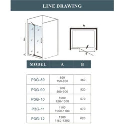Mampara De Ducha Abatible,80x195cm,frontal 2 Hojas Con Antical,perfilería Negra Mate,estilo Industrial,Cristal Templado De 8 Mm,incluye Barra De Soporte 30 Cm 11 Mampara De Ducha Abatible,80x195cm,frontal 2 Hojas Con Antical,perfilería Negra Mate,estilo Industrial,Cristal Templado De 8 Mm,incluye Barra De Soporte 30 Cm -Hogar Baño Tienda 37452418 5