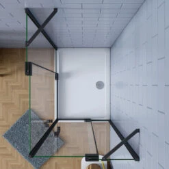 Mampara De Ducha Angular,80x80x195cm, Con Antical,perfilería Negra Mate,estilo Industrial,Cristal Templado De 8 Mm,incluye Barra De Soporte 30 Cm -Hogar Baño Tienda 37452447 3