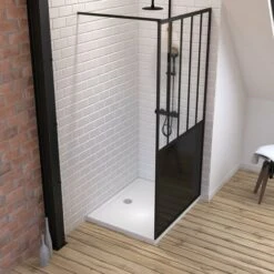 Pack Mampara De Ducha 100x200 CM NEGRO MATE - VIDRIO TEMPLADO 5 Mm + BANDEJA DE ESCRITORIO RECTANGULAR 8 Pack Mampara De Ducha 100x200 CM NEGRO MATE - VIDRIO TEMPLADO 5 Mm + BANDEJA DE ESCRITORIO RECTANGULAR -Hogar Baño Tienda 37658611 3