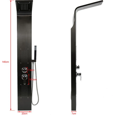 Conjunto De Sistema De Panel De Ducha De Columna De Ducha Conjunto De Ducha Cuadrado De Acero Inoxidable - Negro 5 Conjunto De Sistema De Panel De Ducha De Columna De Ducha Conjunto De Ducha Cuadrado De Acero Inoxidable - Negro - Imagen 3