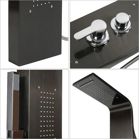 Conjunto De Sistema De Panel De Ducha De Columna De Ducha Conjunto De Ducha Cuadrado De Acero Inoxidable - Negro 6 Conjunto De Sistema De Panel De Ducha De Columna De Ducha Conjunto De Ducha Cuadrado De Acero Inoxidable - Negro - Imagen 4