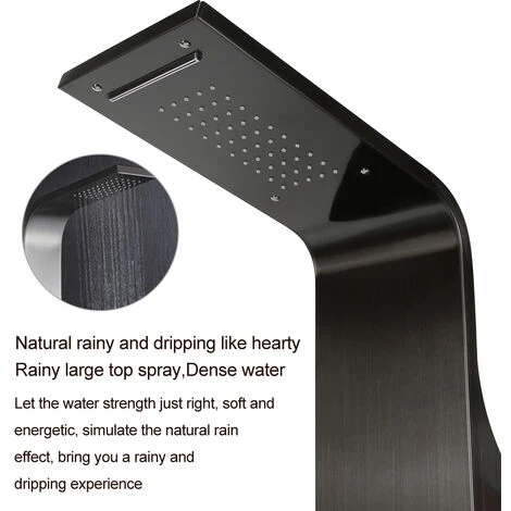 Conjunto De Sistema De Panel De Ducha De Columna De Ducha Conjunto De Ducha Cuadrado De Acero Inoxidable - Negro 7 Conjunto De Sistema De Panel De Ducha De Columna De Ducha Conjunto De Ducha Cuadrado De Acero Inoxidable - Negro - Imagen 5