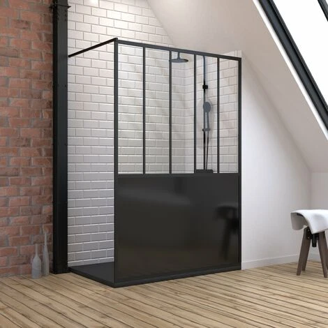 Pack Mampara De Ducha 90x200 Cm Negro Mate + Plato De Suelo En Materiales Compuestos SMC - 90x140cm 3 Pack Mampara De Ducha 90x200 Cm Negro Mate + Plato De Suelo En Materiales Compuestos SMC - 90x140cm