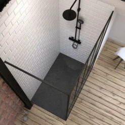 Pack Mampara De Ducha 90x200 Cm Negro Mate + Plato De Suelo En Materiales Compuestos SMC - 90x140cm 7 Pack Mampara De Ducha 90x200 Cm Negro Mate + Plato De Suelo En Materiales Compuestos SMC - 90x140cm -Hogar Baño Tienda 38278553 2