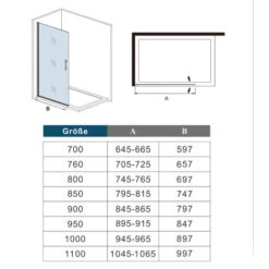Walk In 1 Hojas Abatible 6mm Vidrio Templado Con Tratamiento Antical,66x195cm,ajustable Entre 64,5-66,5cm -Hogar Baño Tienda 40459521 5
